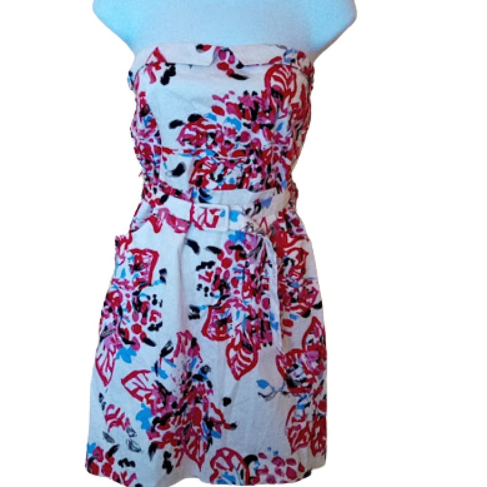 White Red Strapless Dress Size Large NEW NWT